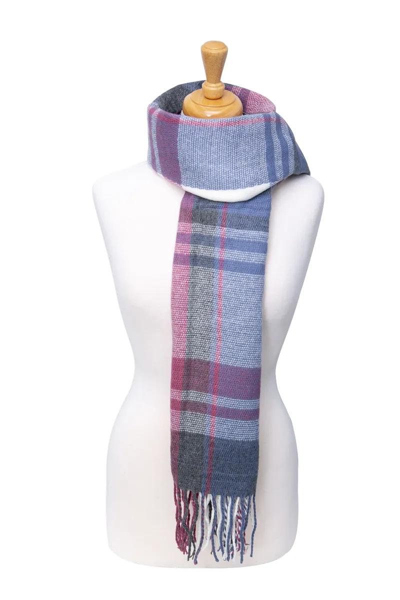 Hy Equestrian Ladies Supersoft Tartan Scarf - Grape/Riviera/White